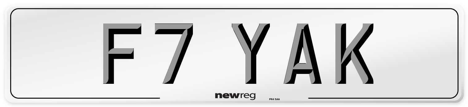 F7 YAK Number Plate from New Reg